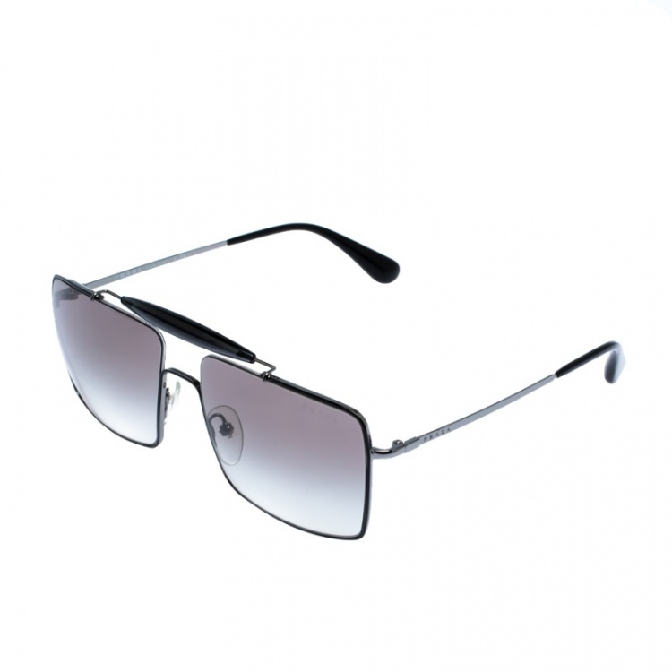 Pre Owned Prada Black Gradient SPR57S Square Sunglasses