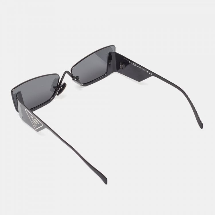 Pre Owned Prada Black SPR 59Z Runaway Shield Sunglasses