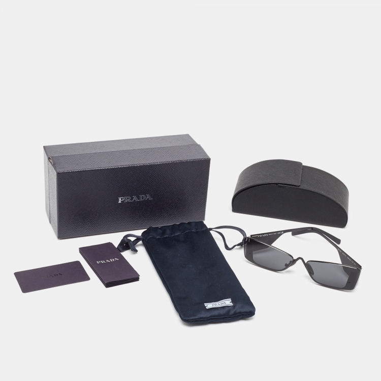 Pre Owned Prada Black SPR 59Z Runaway Shield Sunglasses