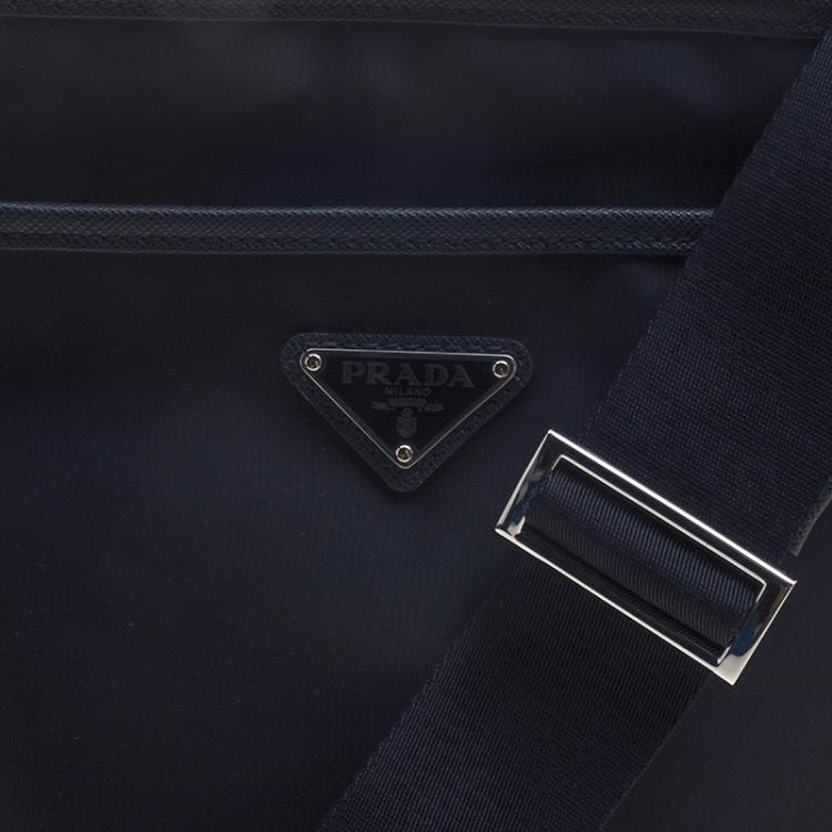 Pre Owned Prada Navy Blue Nylon Messenger Bag