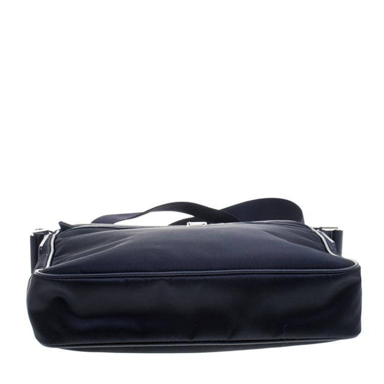 Pre Owned Prada Navy Blue Nylon Messenger Bag