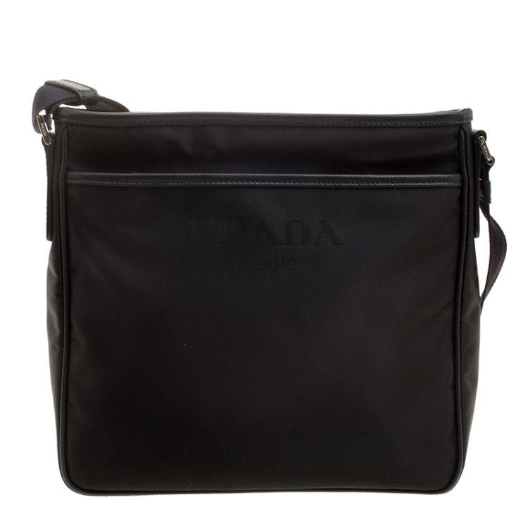 Pre Owned Prada Black Nylon Messenger Bag