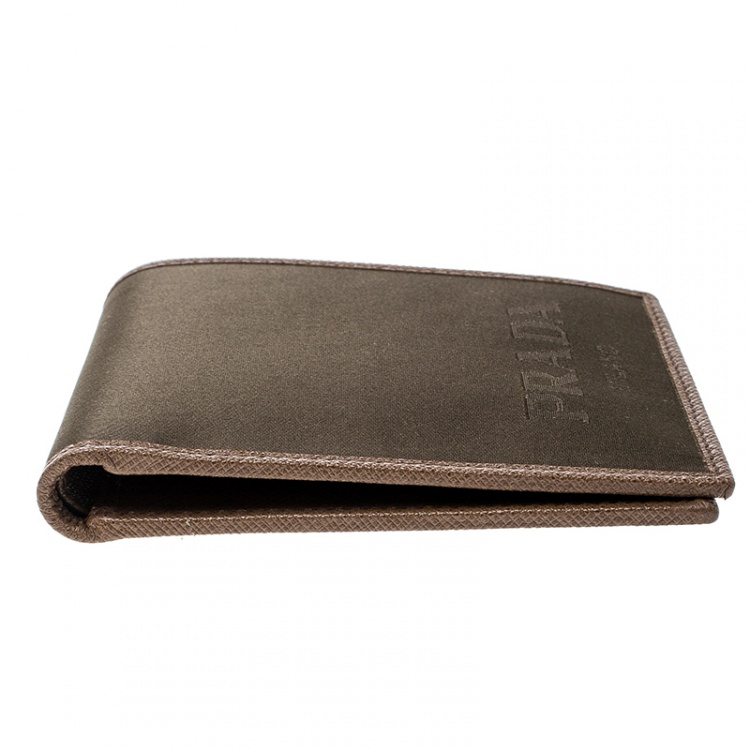Pre Owned Prada Brown Nylon Bifold Wallet