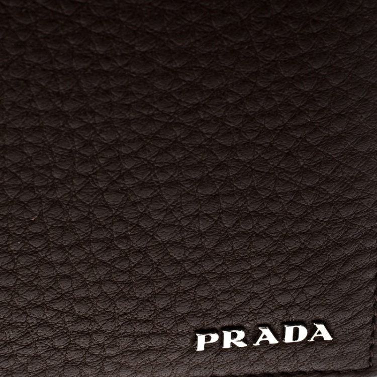 Pre Owned Prada Brown Leather Bifold Wallet