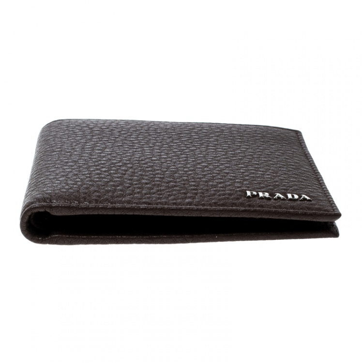 Pre Owned Prada Brown Leather Bifold Wallet