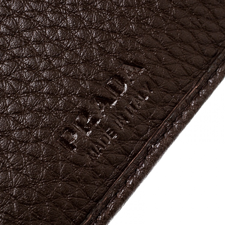Pre Owned Prada Brown Leather Bifold Wallet