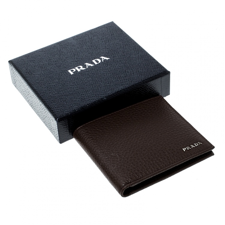 Pre Owned Prada Brown Leather Bifold Wallet