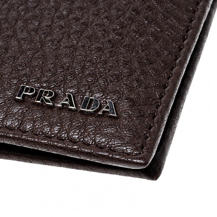 Pre Owned Prada Brown Leather Bifold Wallet
