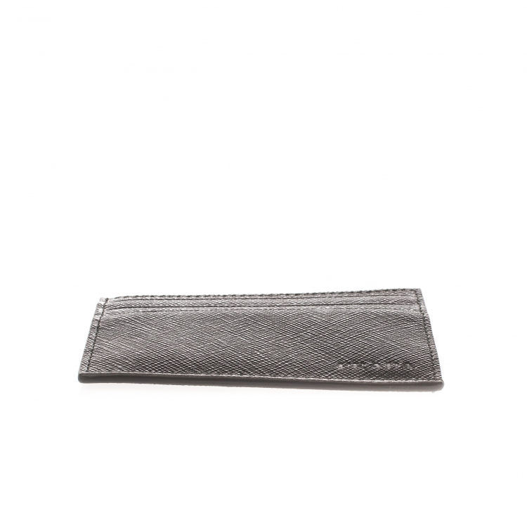 Pre Owned Prada Black Saffiano Leather Card Holder