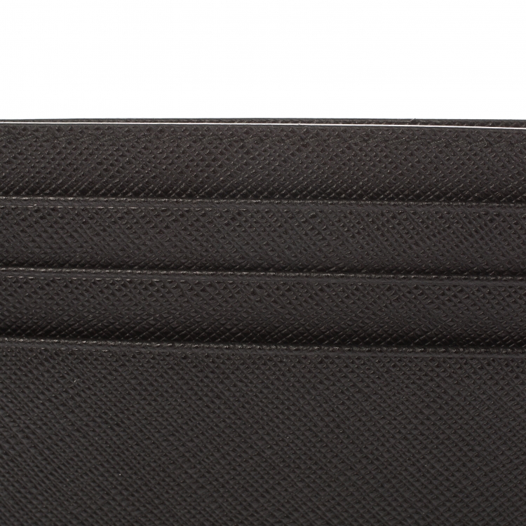 Pre Owned Prada Black Saffiano Leather Card Holder