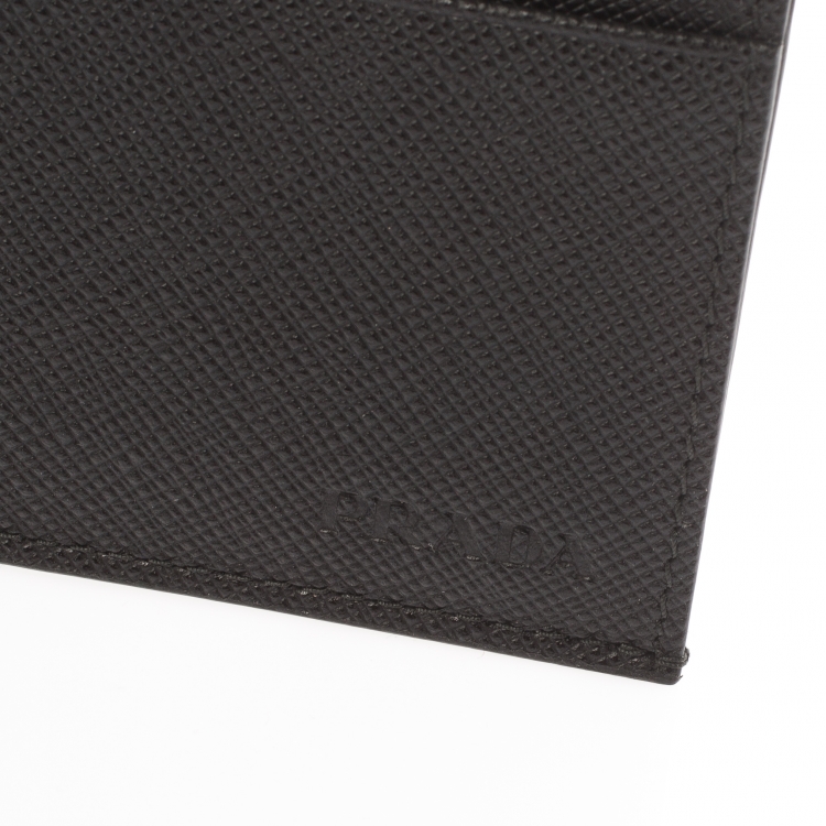Pre Owned Prada Black Saffiano Leather Card Holder