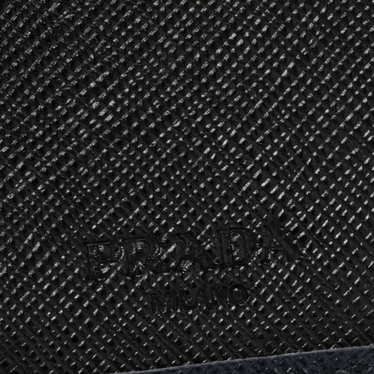 Pre Owned Prada Navy Blue Saffiano Lux Leather Bifold Compact Wallet