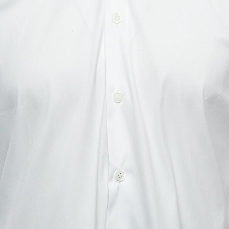 Pre Owned Prada White Cotton Stretch Long Sleeve Shirt S