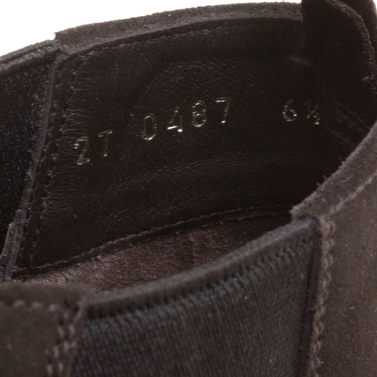 Pre Owned Prada Dark Brown Suede Chelsea Boots Size 40.5