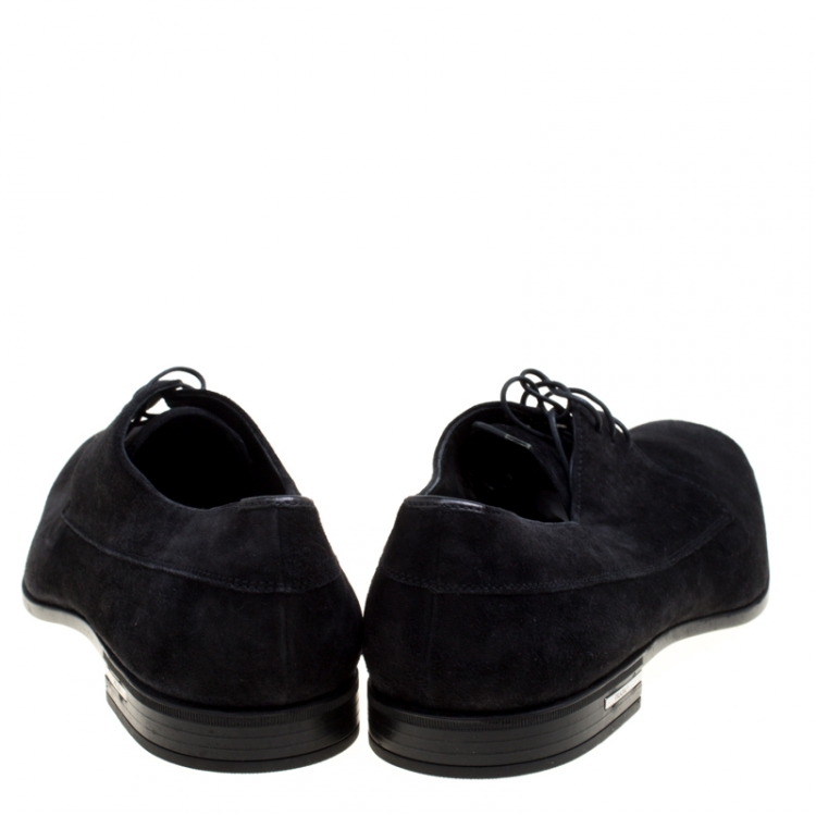 Pre Owned Prada Black Suede Lace Up Derby Size 42.5