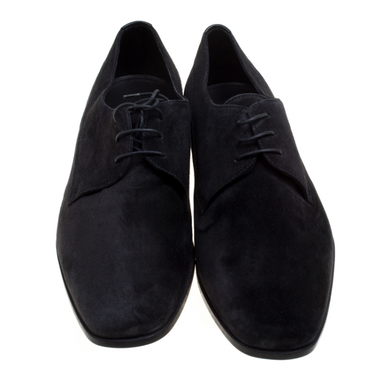 Pre Owned Prada Black Suede Lace Up Derby Size 42.5