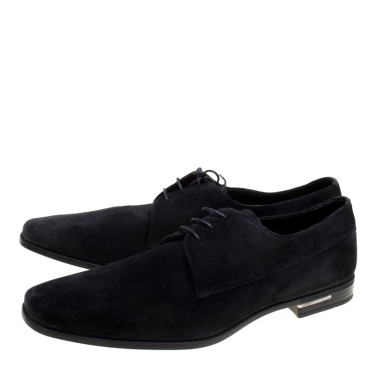 Pre Owned Prada Black Suede Lace Up Derby Size 42.5