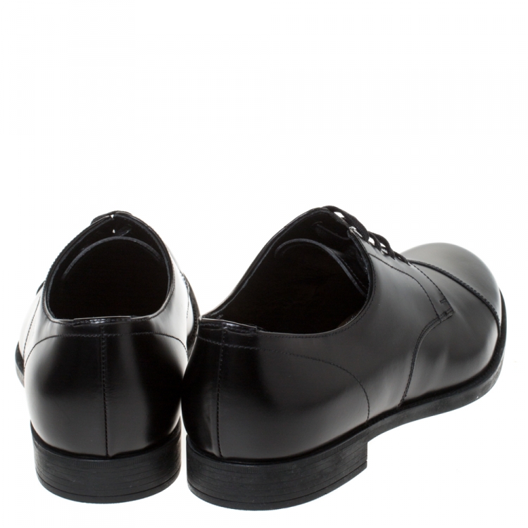 Pre Owned Prada Black Leather Oxfords Size 41.5