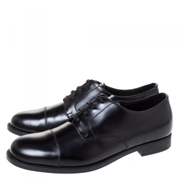 Pre Owned Prada Black Leather Oxfords Size 41.5
