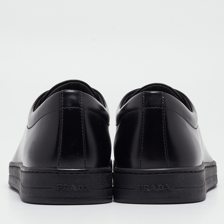 Pre Owned Prada Black Brushed Leather Low Top Sneakers Size 42