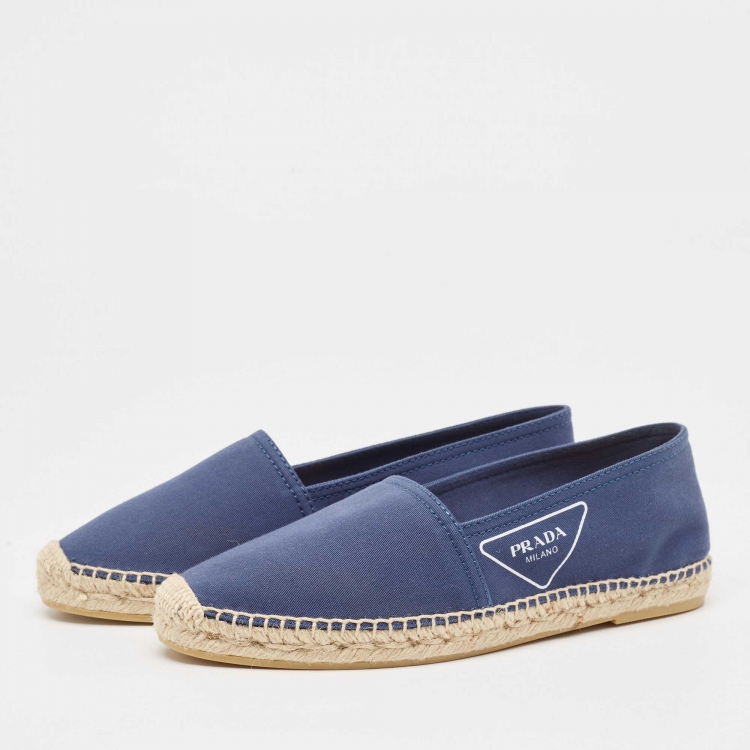 Pre Owned Prada Blue Canvas Slip On Espadrilles Size 41