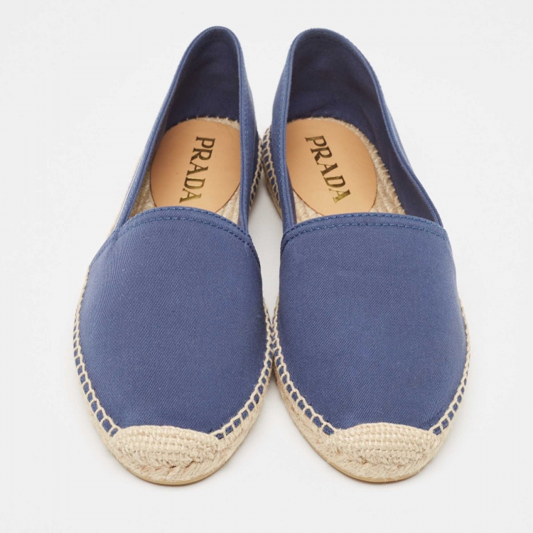 Pre Owned Prada Blue Canvas Slip On Espadrilles Size 41