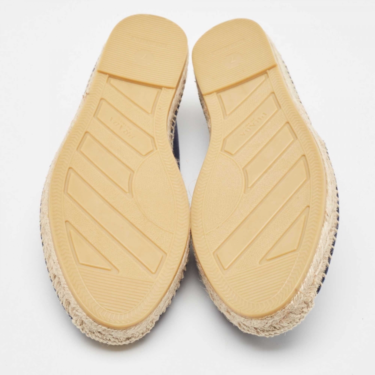 Pre Owned Prada Blue Canvas Slip On Espadrilles Size 41