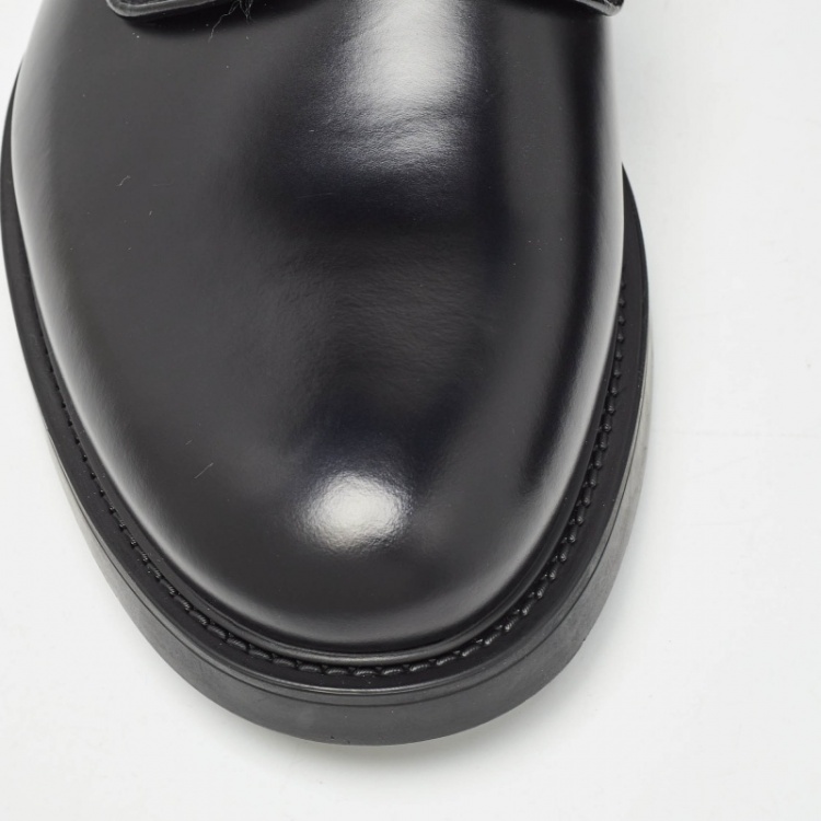 Pre Owned Prada Black Leather Lace Up Oxford Size 42