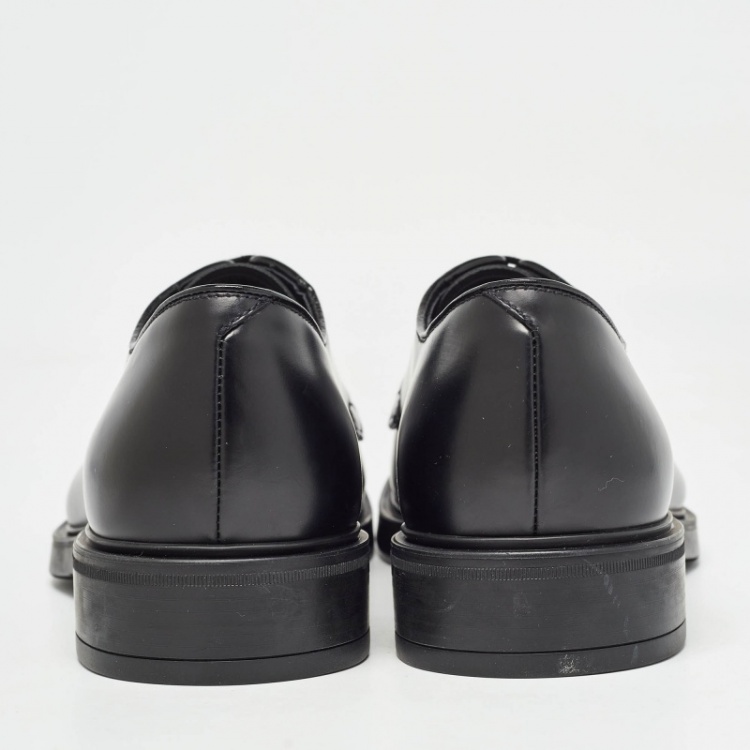 Pre Owned Prada Black Leather Lace Up Oxford Size 42