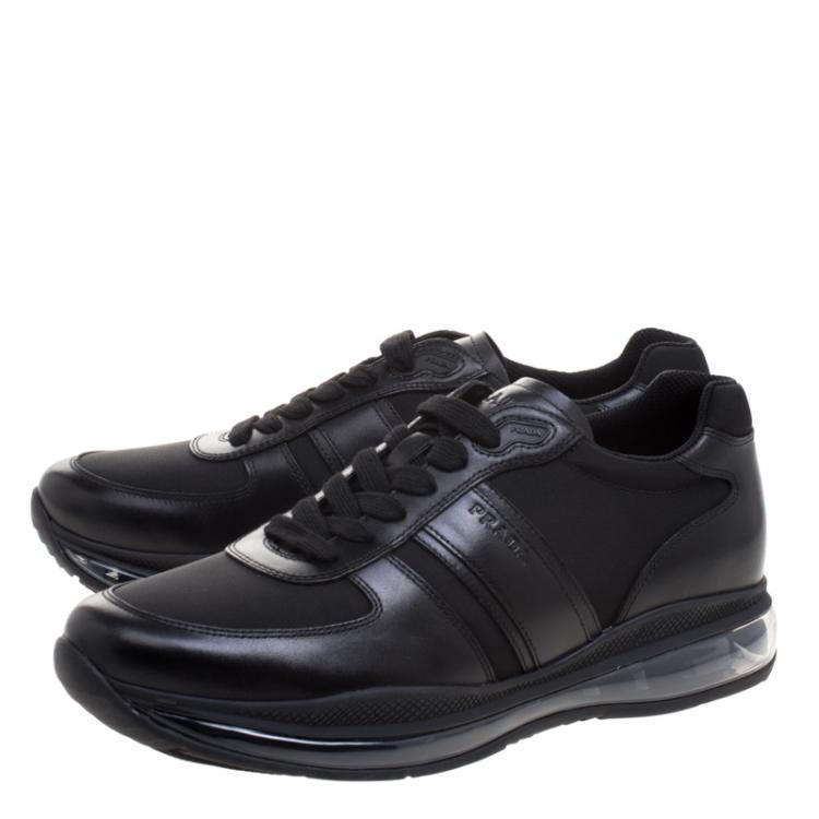 Pre Owned Prada Sport Black Leather And Nylon Sneakers Size 42
