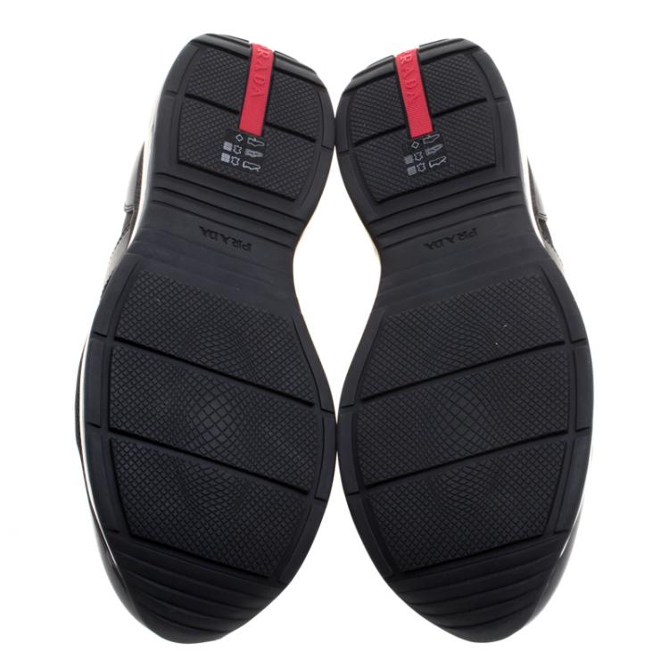 Pre Owned Prada Sport Black Leather And Nylon Sneakers Size 42