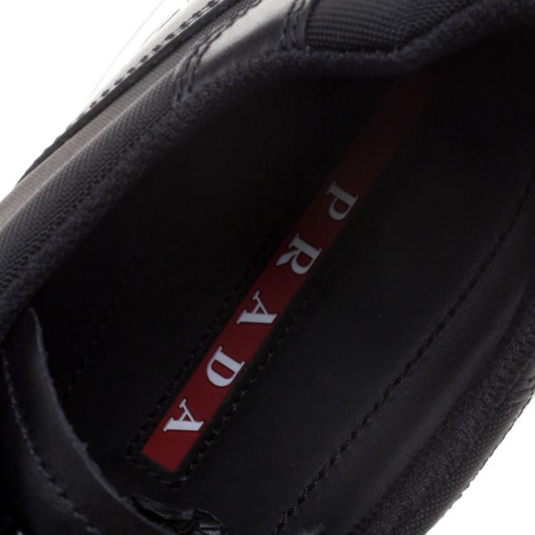 Pre Owned Prada Sport Black Leather And Nylon Sneakers Size 42