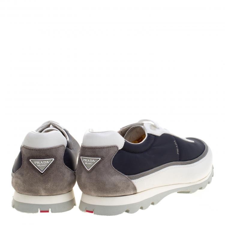 Pre Owned Prada Sport Tricolor Fabric and Leather Low Top Sneakers Size 41.5