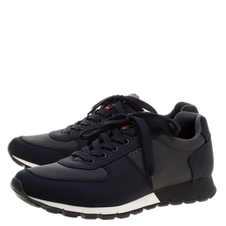 Pre Owned Prada Sport Two Tone Fabric Lace Up Sneakers Size 42.5