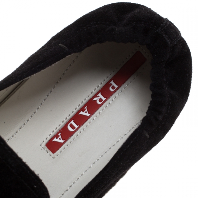 Pre Owned Prada Sport Black Suede Leather Espadrille Sneakers Size 41