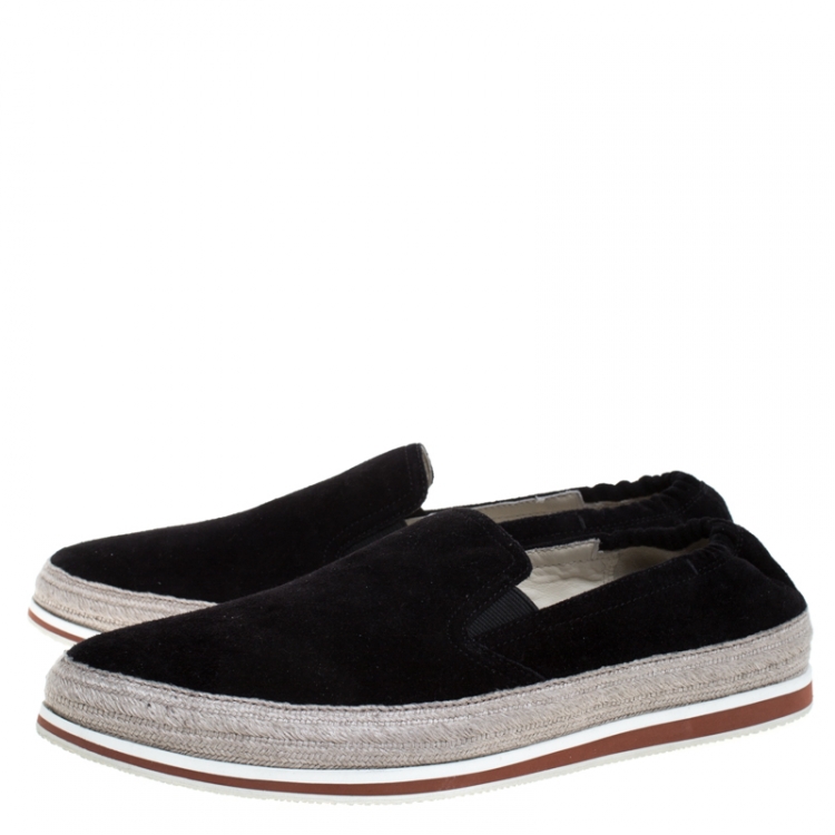 Pre Owned Prada Sport Black Suede Leather Espadrille Sneakers Size 41