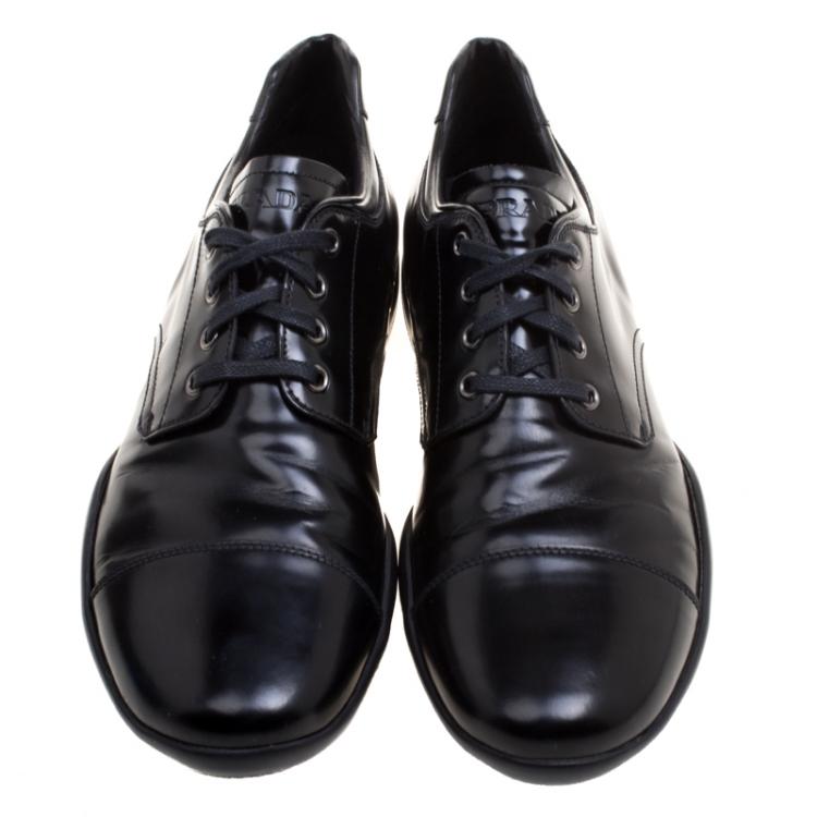 Pre Owned Prada Sport Black Leather Lace Up Derby Size 42.5
