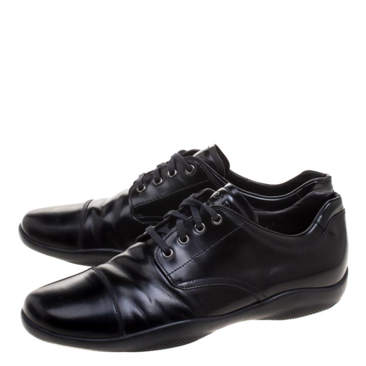 Pre Owned Prada Sport Black Leather Lace Up Derby Size 42.5