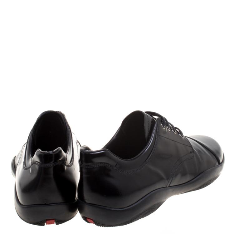 Pre Owned Prada Sport Black Leather Lace Up Derby Size 42.5
