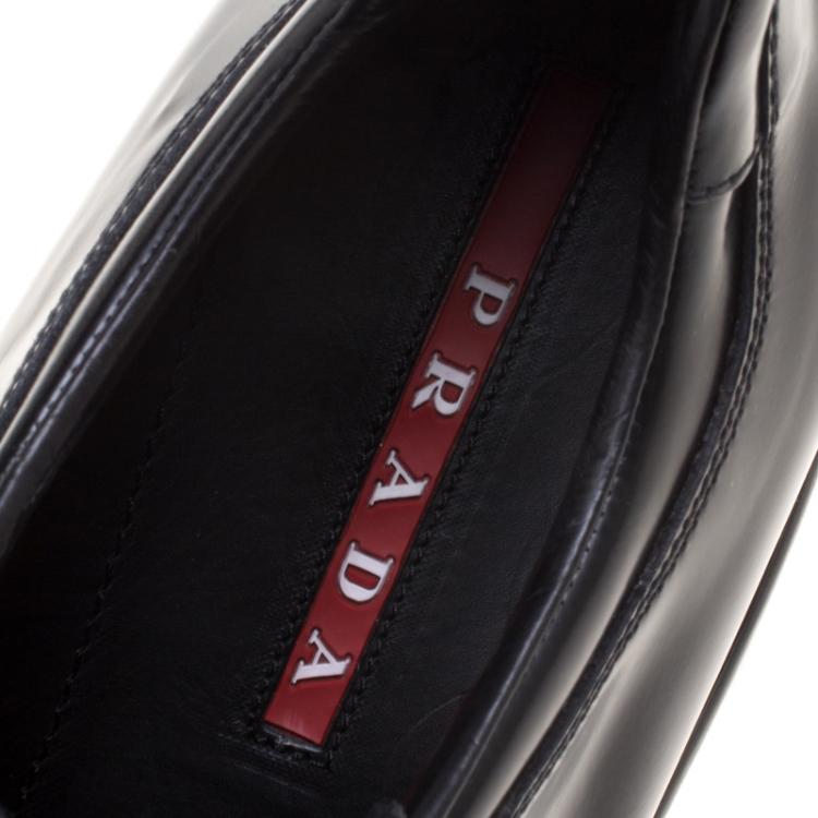 Pre Owned Prada Sport Black Leather Lace Up Derby Size 42.5