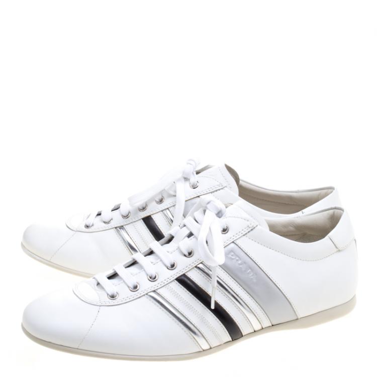 مملوكة مسبقًا Prada Sport White Leather Low Top Sneakers Size 43