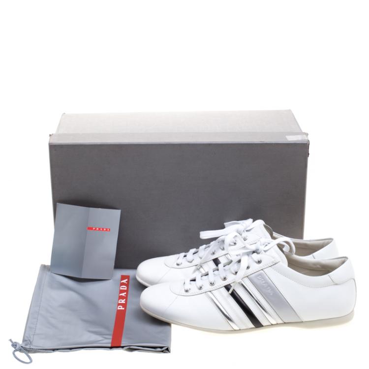 مملوكة مسبقًا Prada Sport White Leather Low Top Sneakers Size 43