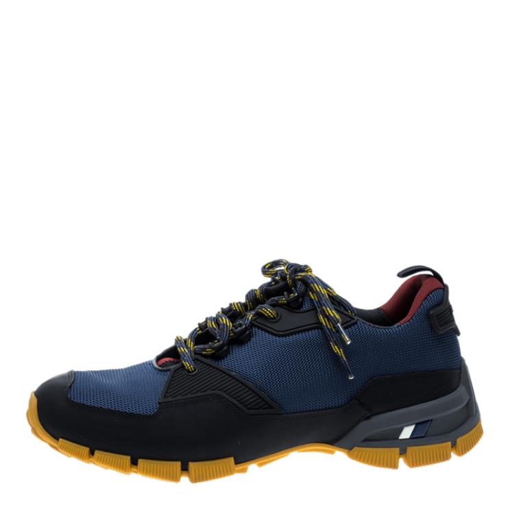 Pre Owned Prada Sport Tricolor Mesh and Rubber Lace Up Sneakers Size 42.5