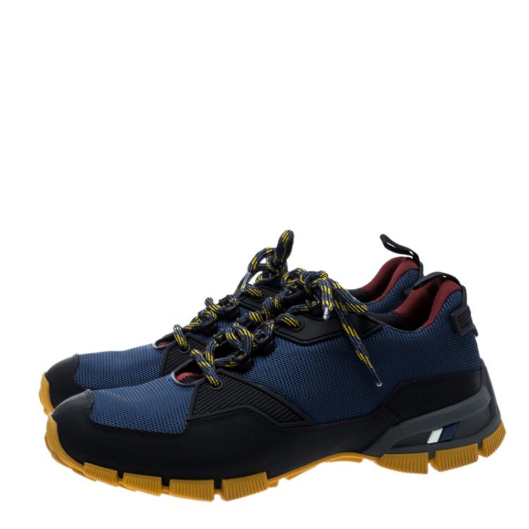 Pre Owned Prada Sport Tricolor Mesh and Rubber Lace Up Sneakers Size 42.5