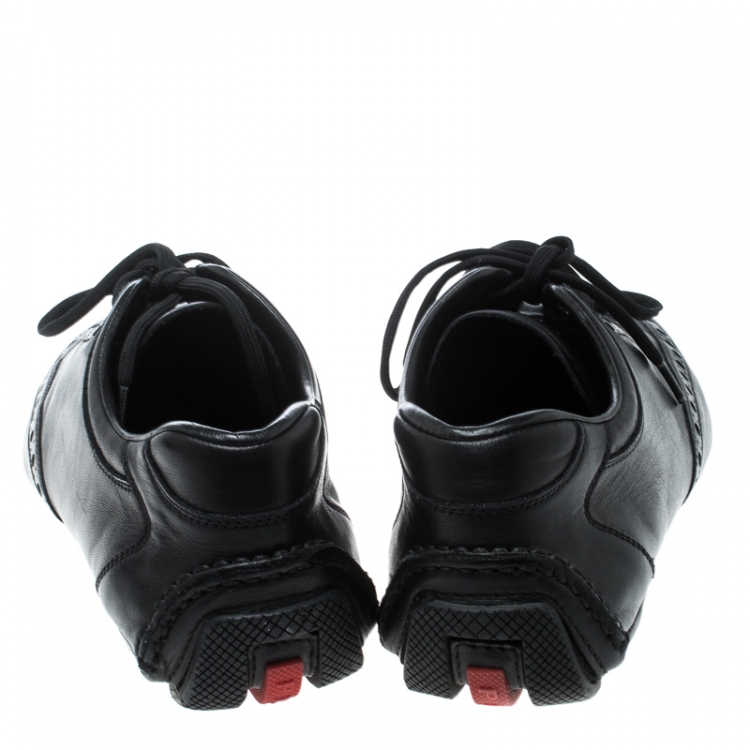 Pre Owned Prada Sport Black Leather Low Top Sneakers Size 41