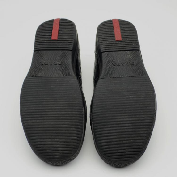مملوكة مسبقًا Prada Sport Black Leather Low Profile Sneakers Size 42