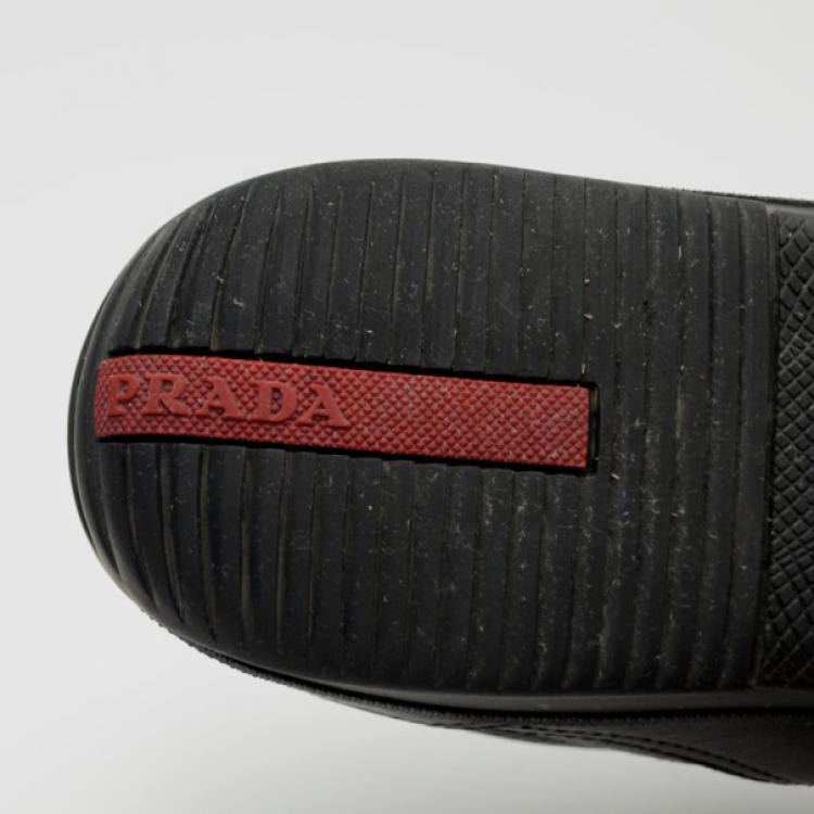 مملوكة مسبقًا Prada Sport Black Leather Low Profile Sneakers Size 42