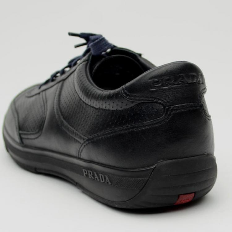 مملوكة مسبقًا Prada Sport Black Leather Low Profile Sneakers Size 42