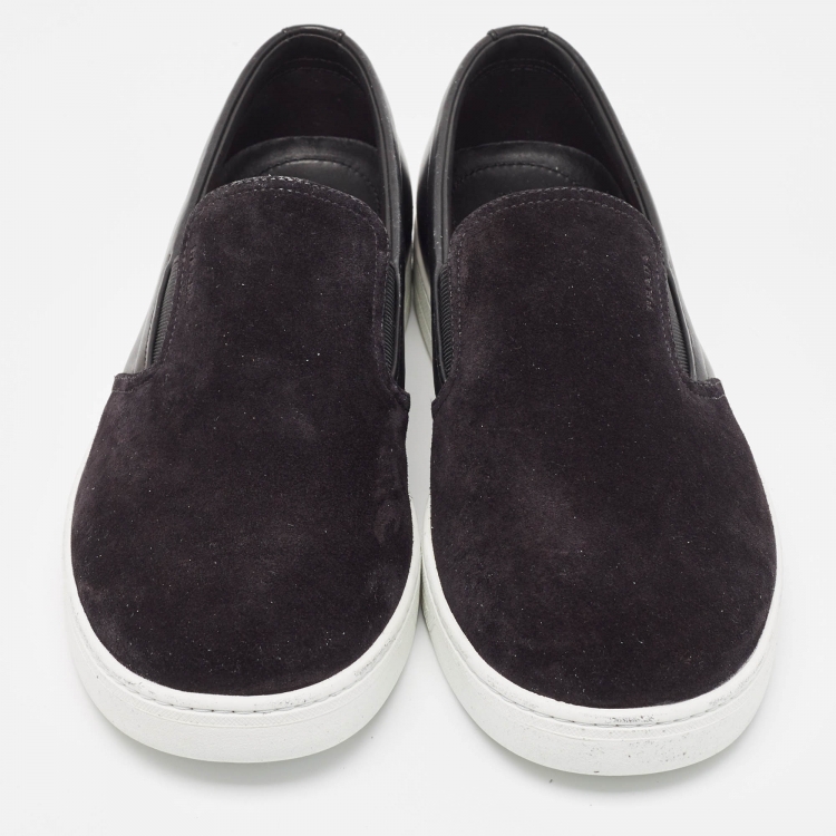 Pre Owned Prada Sport Black Suede and Leather Slip On Sneakers Size 43