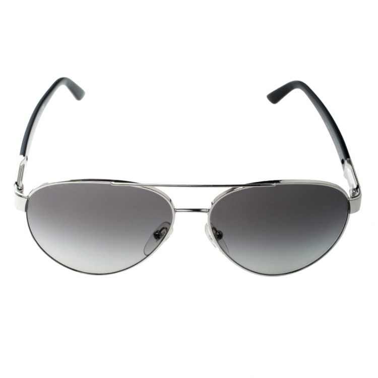 Prada Silver/Black SPR 59N Aviator Sunglasses Prada | TLC